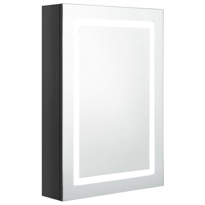 Berkfield LED Bathroom Mirror Cabinet Shining Black 50x13x70 cm
