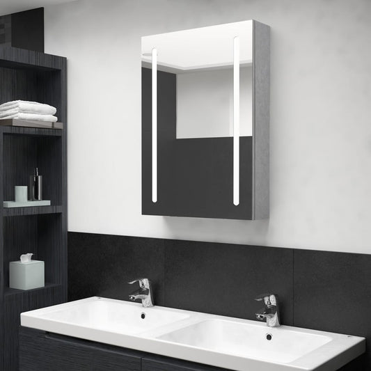Berkfield LED Bathroom Mirror Cabinet Concrete Grey 50x13x70 cm