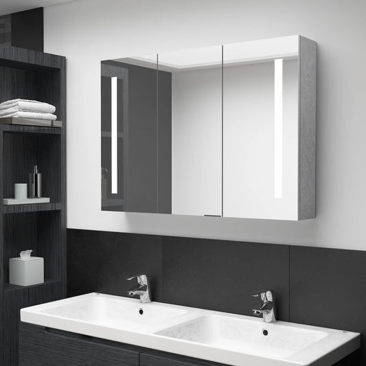 Berkfield LED Bathroom Mirror Cabinet Concrete Grey 89x14x62 cm