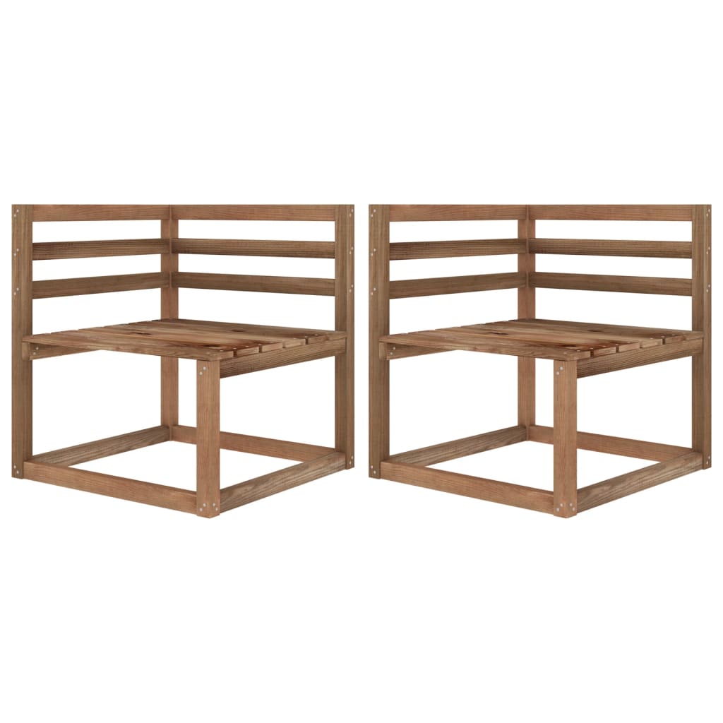 Berkfield Garden Pallet Corner Sofas 2 pcs Brown Impregnated Pinewood