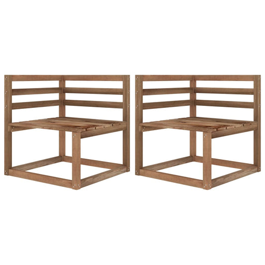 Berkfield Garden Pallet Corner Sofas 2 pcs Brown Impregnated Pinewood