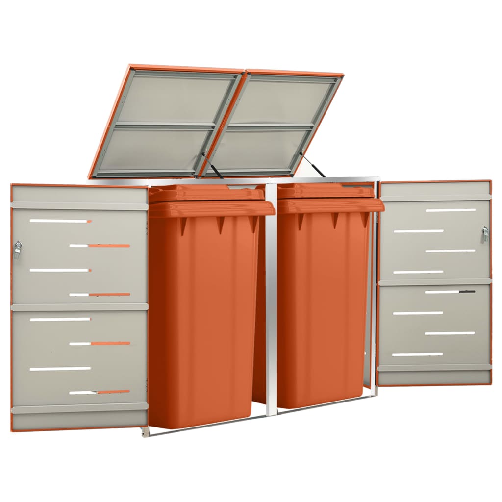 Berkfield Double Wheelie Bin Shed 138x77.5x115.5 cm Stainless Steel