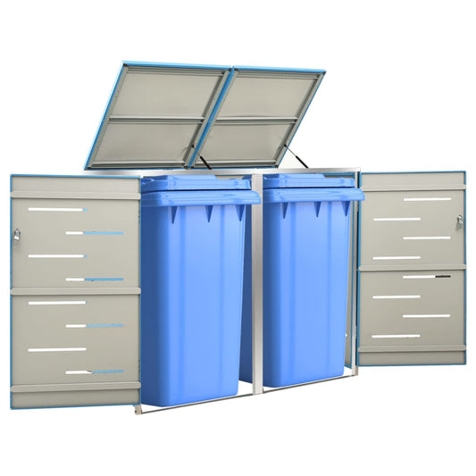 Berkfield Double Wheelie Bin Shed 138x77.5x115.5 cm Stainless Steel