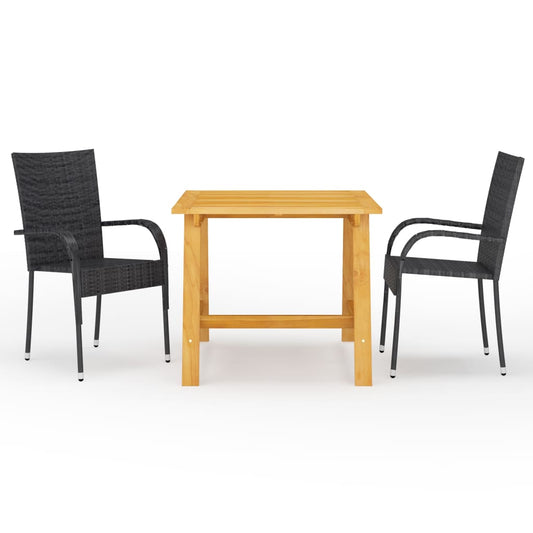 Berkfield 3 Piece Garden Dining Set Black