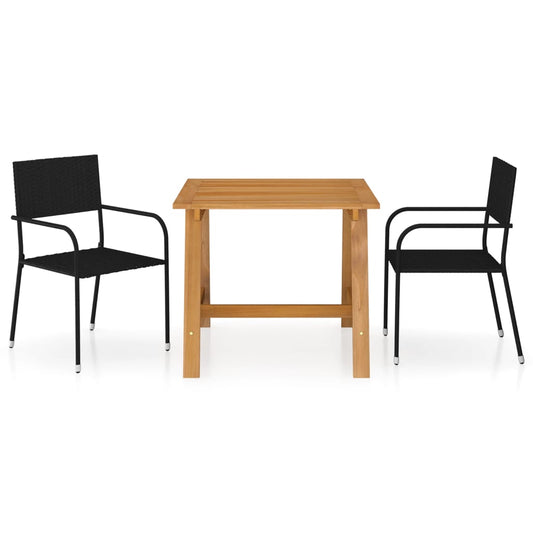 Berkfield 3 Piece Garden Dining Set Black