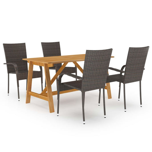 Berkfield 5 Piece Garden Dining Set Brown