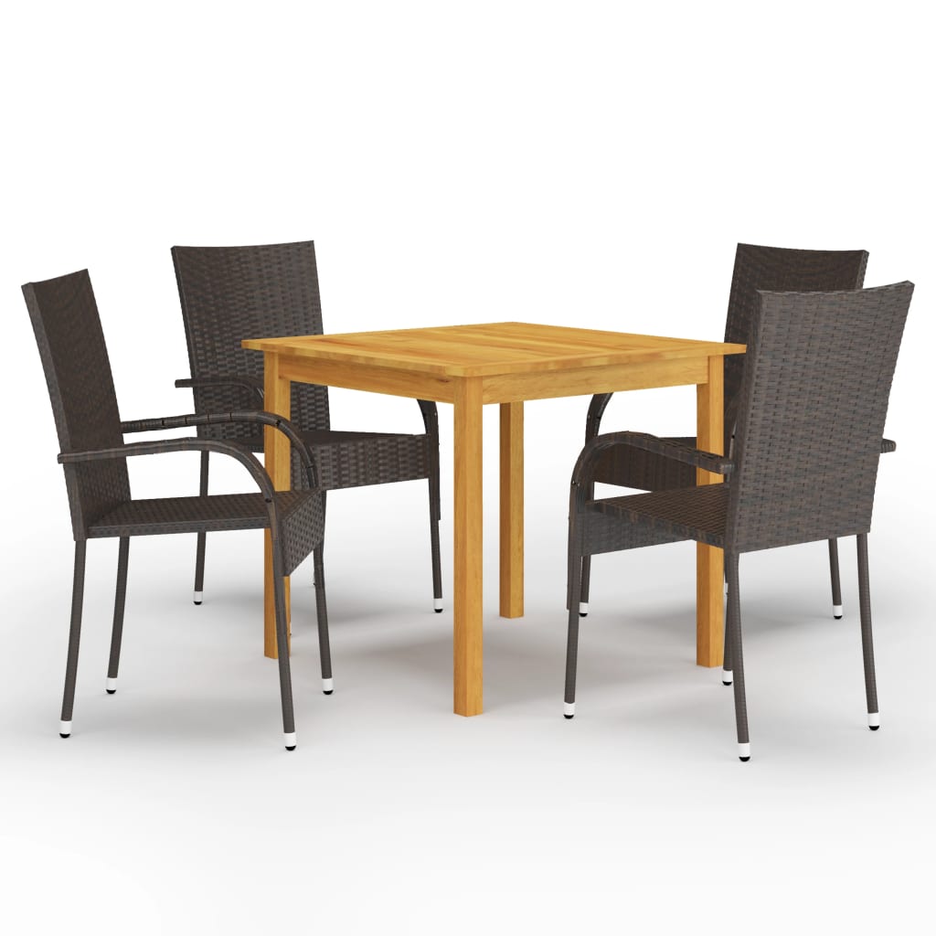 Berkfield 5 Piece Garden Dining Set Brown