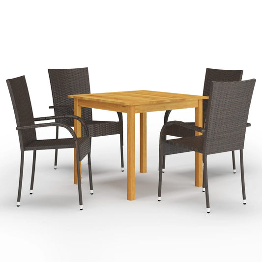 Berkfield 5 Piece Garden Dining Set Brown