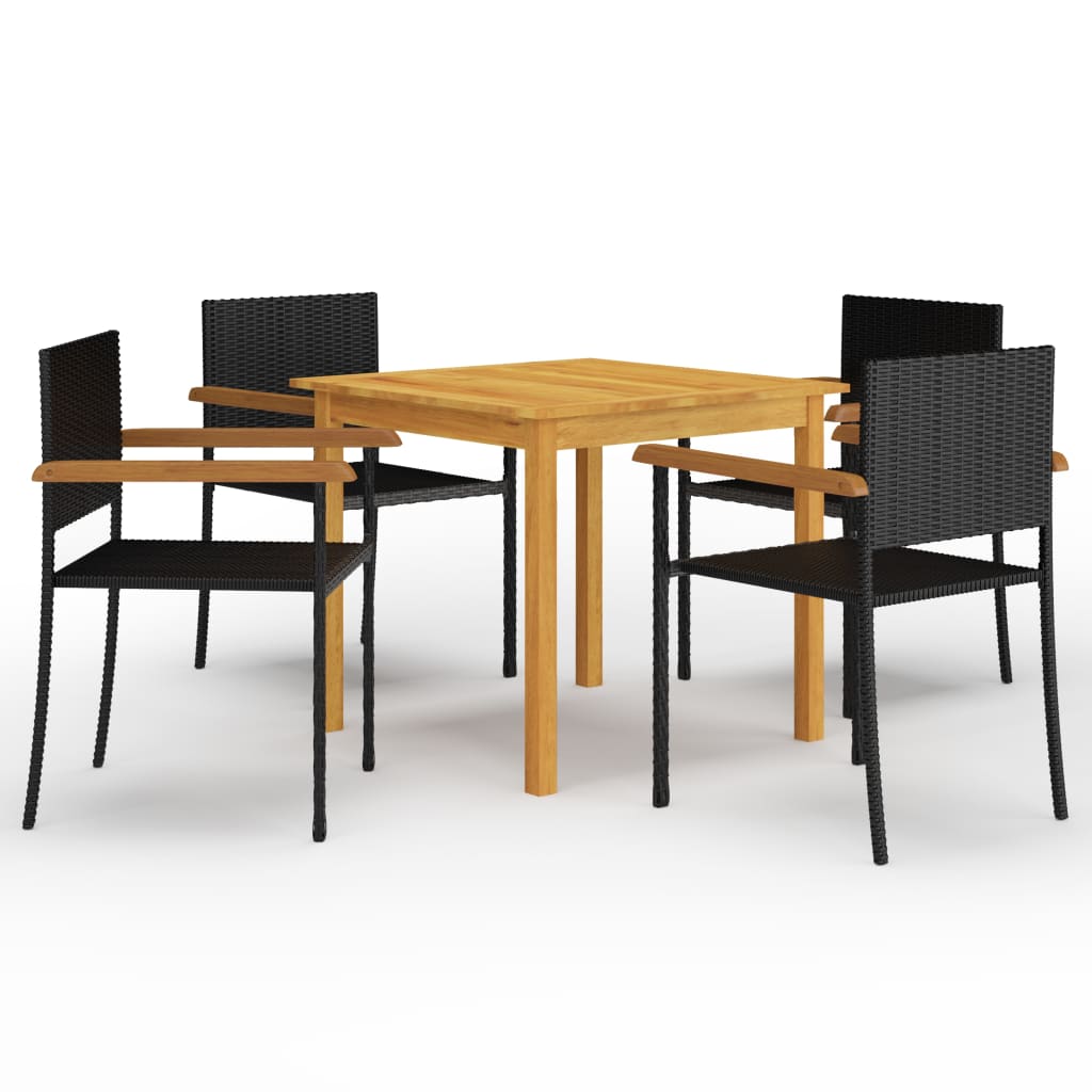 Berkfield 5 Piece Garden Dining Set Black