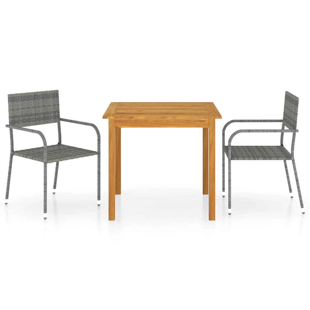 Berkfield 3 Piece Garden Dining Set Grey