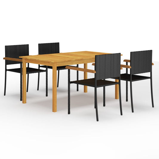 Berkfield 5 Piece Garden Dining Set Black