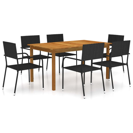 Berkfield 7 Piece Garden Dining Set Black