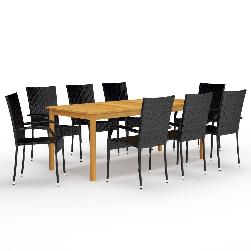 Berkfield 9 Piece Garden Dining Set Black