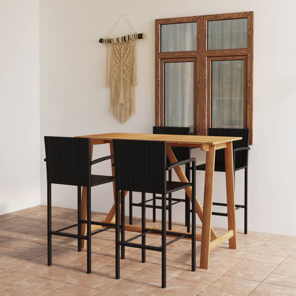 Berkfield 5 Piece Garden Bar Set Black