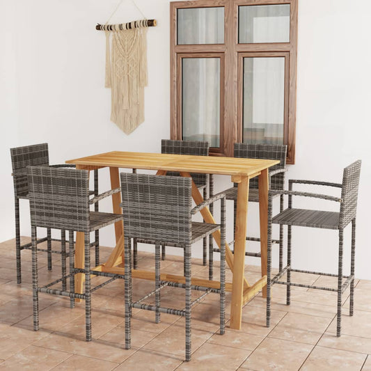 Berkfield 7 Piece Garden Bar Set Grey