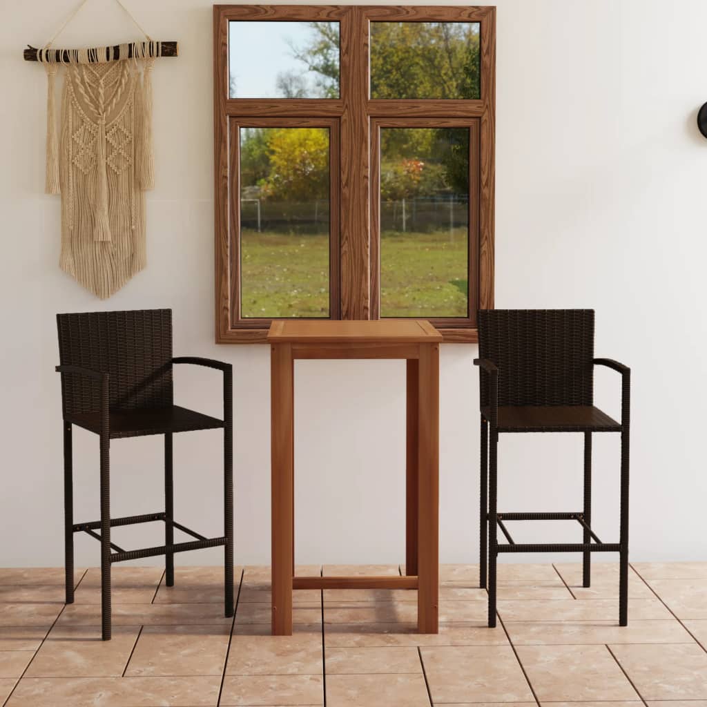 Berkfield 3 Piece Garden Bar Set Brown