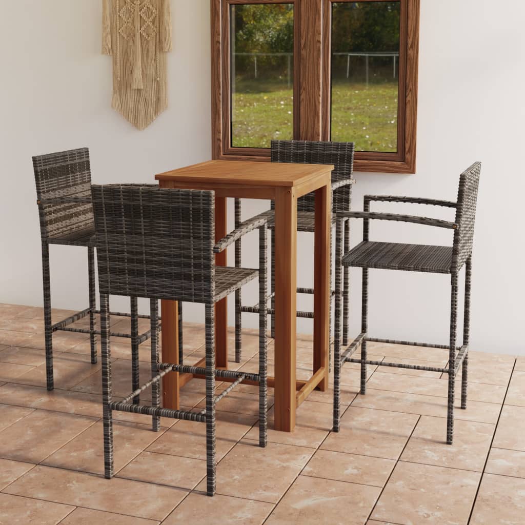 Berkfield 5 Piece Garden Bar Set Grey