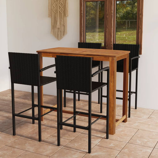 Berkfield 5 Piece Garden Bar Set Black