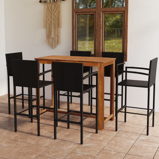 Berkfield 7 Piece Garden Bar Set Black