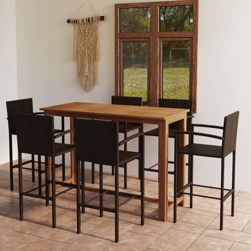Berkfield 7 Piece Garden Bar Set Brown