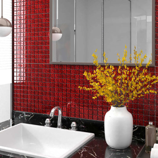 Berkfield Mosaic Tiles 11 pcs Red 30x30 cm Glass