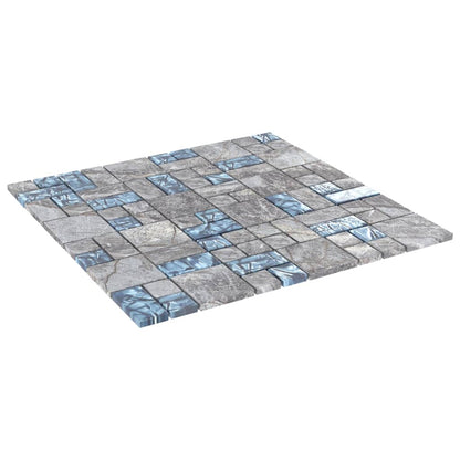 Berkfield Mosaic Tiles 11 pcs Grey and Blue 30x30 cm Glass