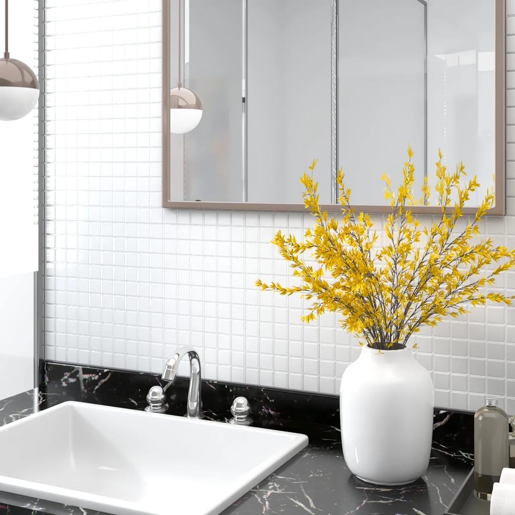 Berkfield Mosaic Tiles 22 pcs White 30x30 cm Glass