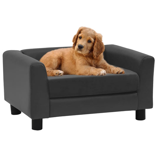 Berkfield Dog Sofa Foam Cushion Dark Grey 60x43x30 cm Plush&Faux Leather