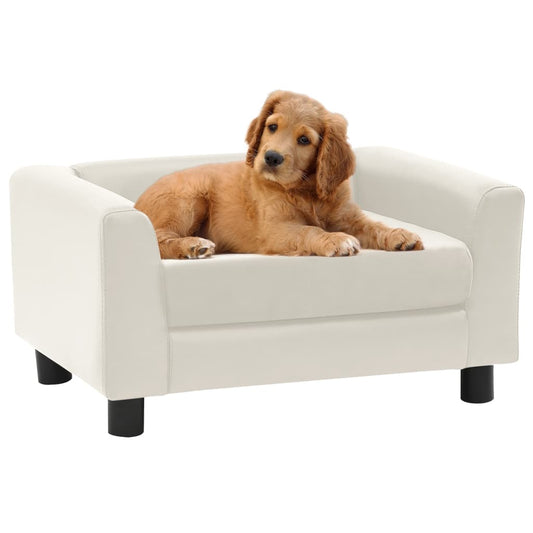 Berkfield Dog Sofa Foam Cushion Cream 60x43x30 cm Plush&Faux Leather