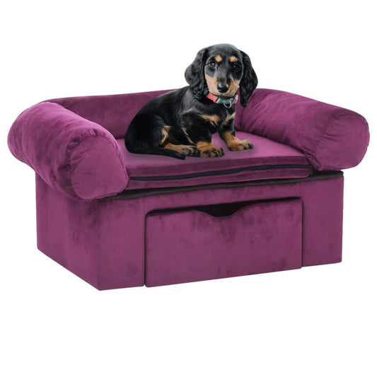 Berkfield Dog Sofa with Drawer Burgundy 75x50x38 cm Plush