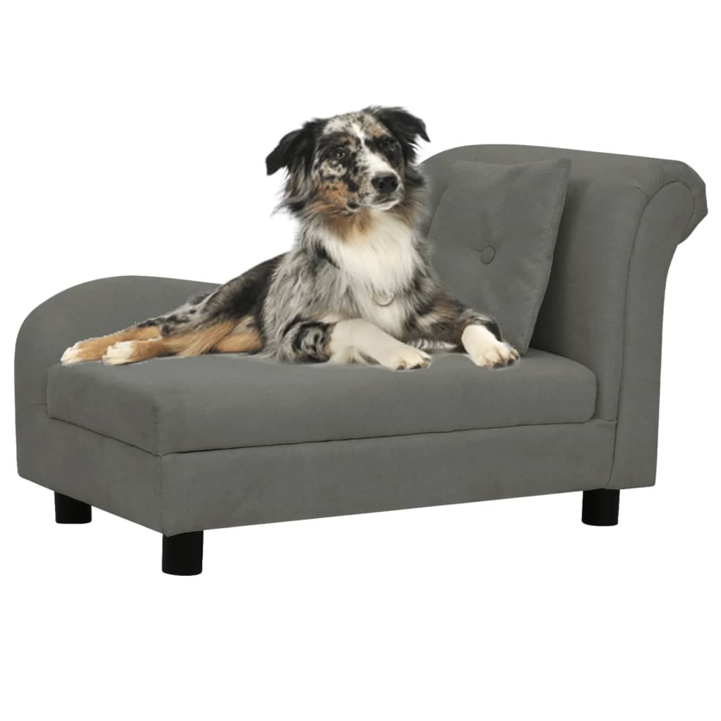 Berkfield Dog Sofa with Pillow Dark Grey 83x44x44 cm Plush