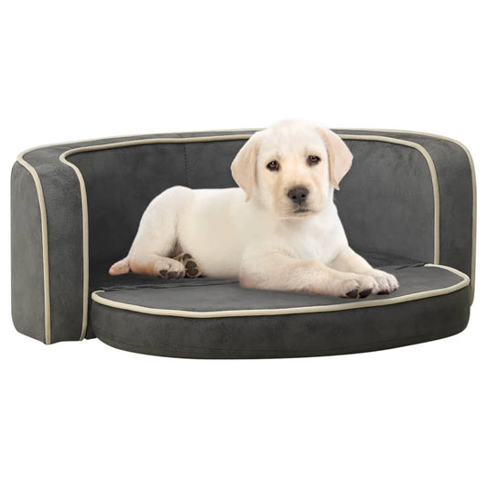 Berkfield Foldable Dog Sofa Grey 73x67x26 cm Plush Washable Cushion