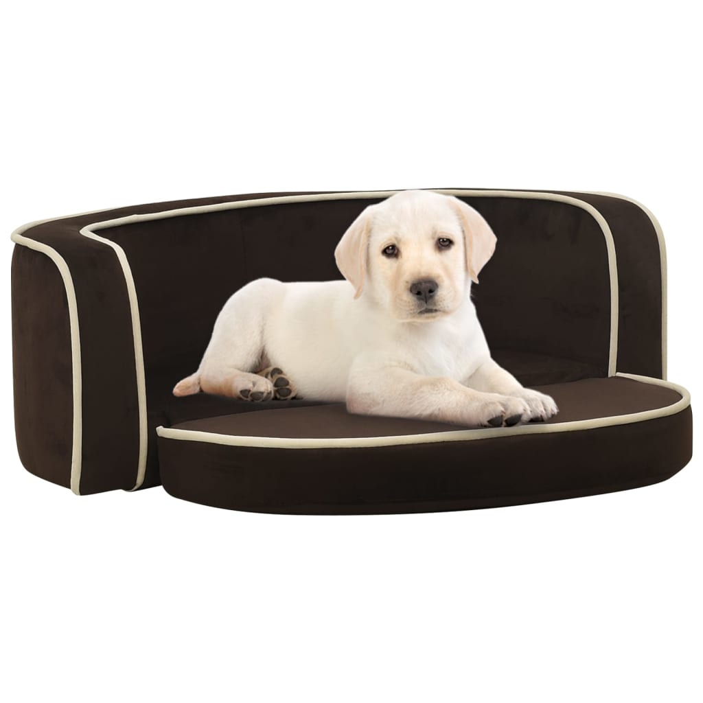Berkfield Foldable Dog Sofa Brown 73x67x26 cm Plush Washable Cushion