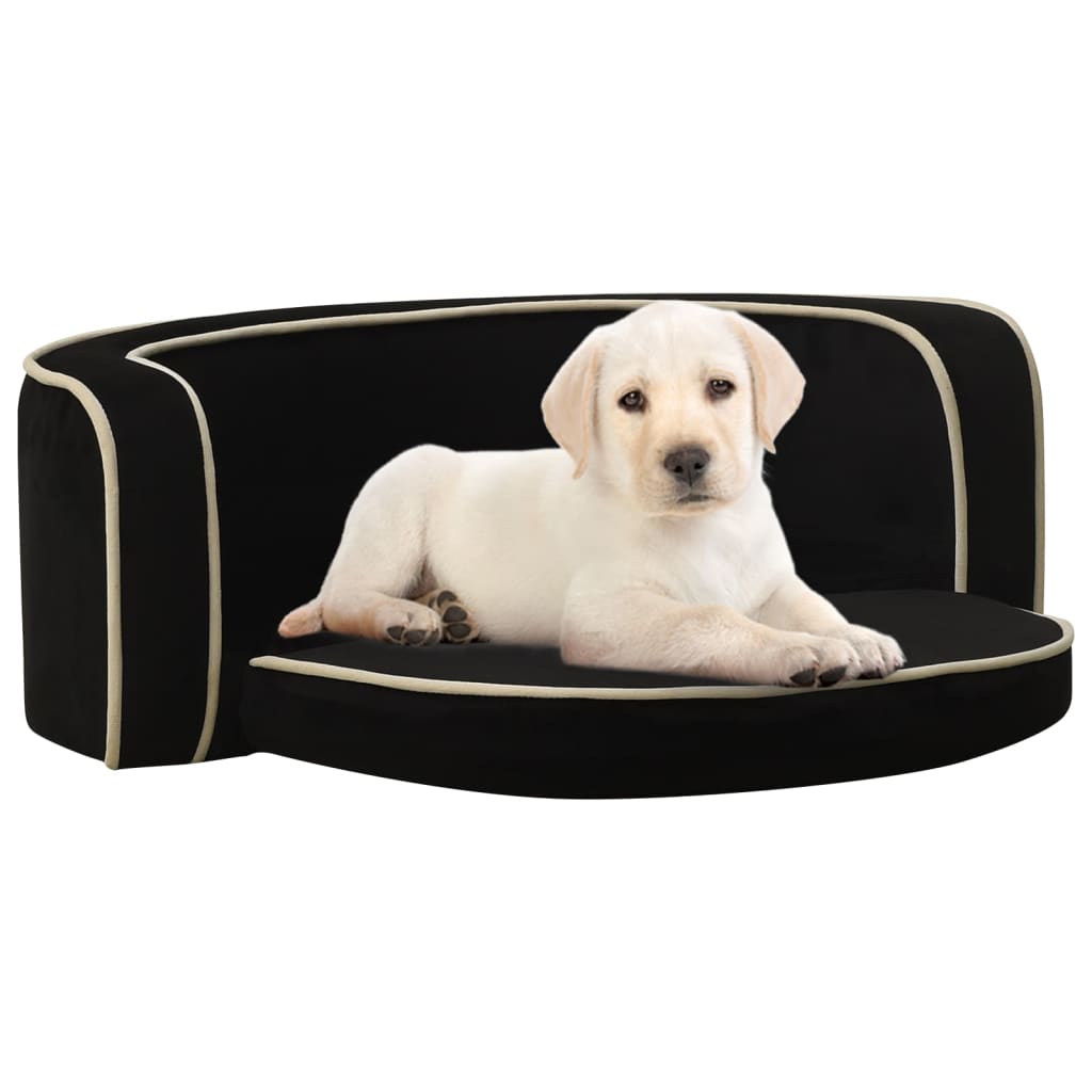 Berkfield Foldable Dog Sofa Black 73x67x26 cm Plush Washable Cushion