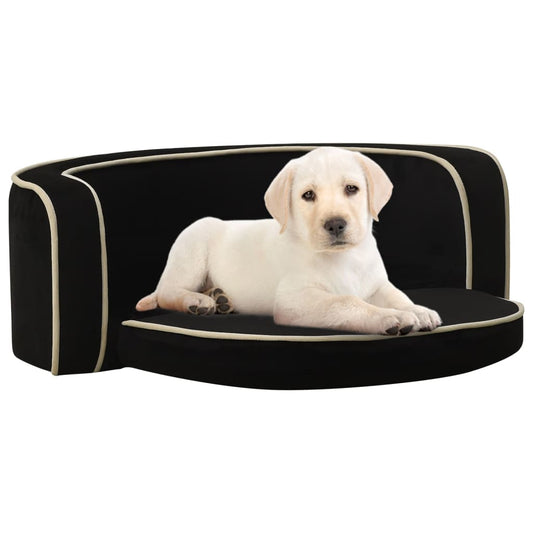 Berkfield Foldable Dog Sofa Black 73x67x26 cm Plush Washable Cushion