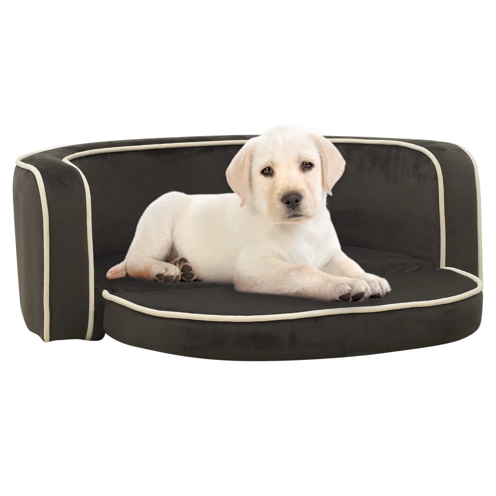 Berkfield Foldable Dog Sofa Dark Grey 73x67x26 cm Plush Washable Cushion