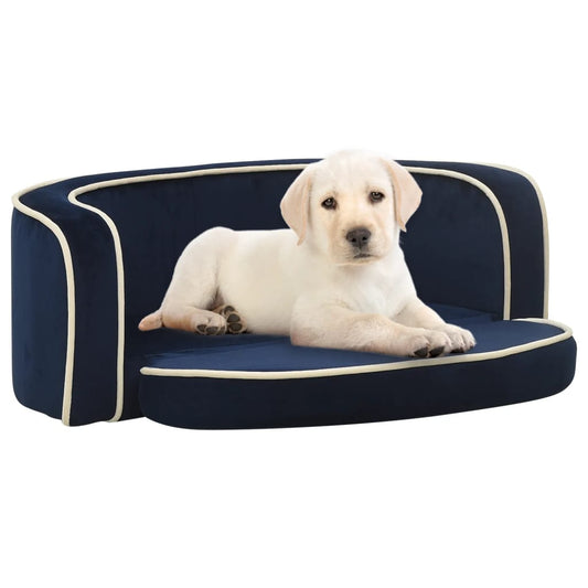 Berkfield Foldable Dog Sofa Blue 73x67x26 cm Plush Washable Cushion