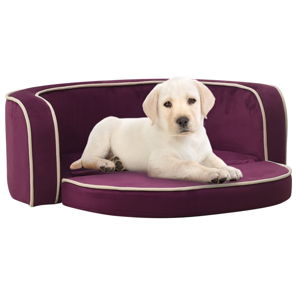 Berkfield Foldable Dog Sofa Burgundy 73x67x26 cm Plush Washable Cushion