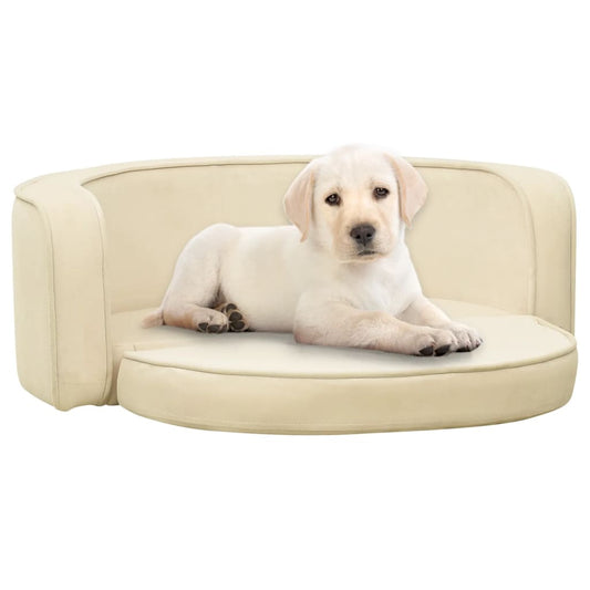 Berkfield Foldable Dog Sofa Cream 73x67x26 cm Plush Washable Cushion