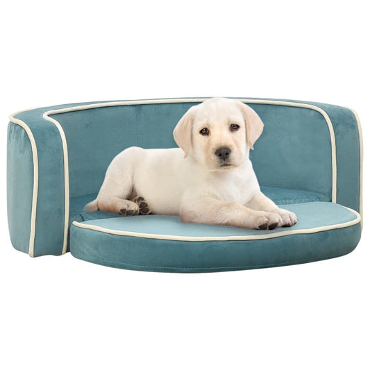 Berkfield Foldable Dog Sofa Turquoise 73x67x26 cm Plush Washable Cushion