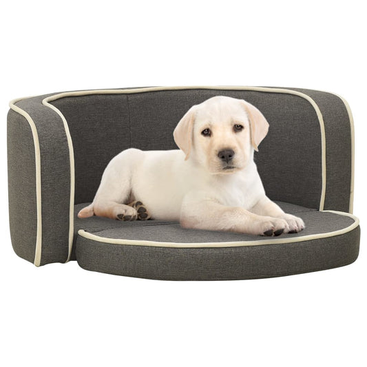 Berkfield Foldable Dog Sofa Grey 76x71x30 cm Linen Washable Cushion