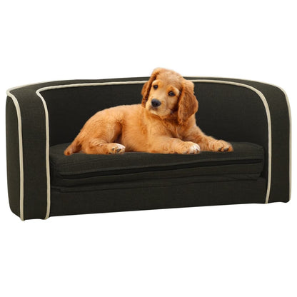 Berkfield Foldable Dog Sofa Dark Grey 76x71x30 cm Linen Washable Cushion