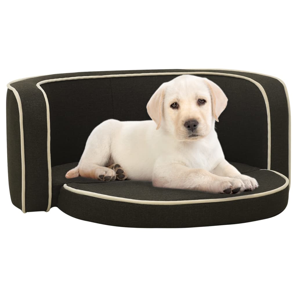 Berkfield Foldable Dog Sofa Dark Grey 76x71x30 cm Linen Washable Cushion