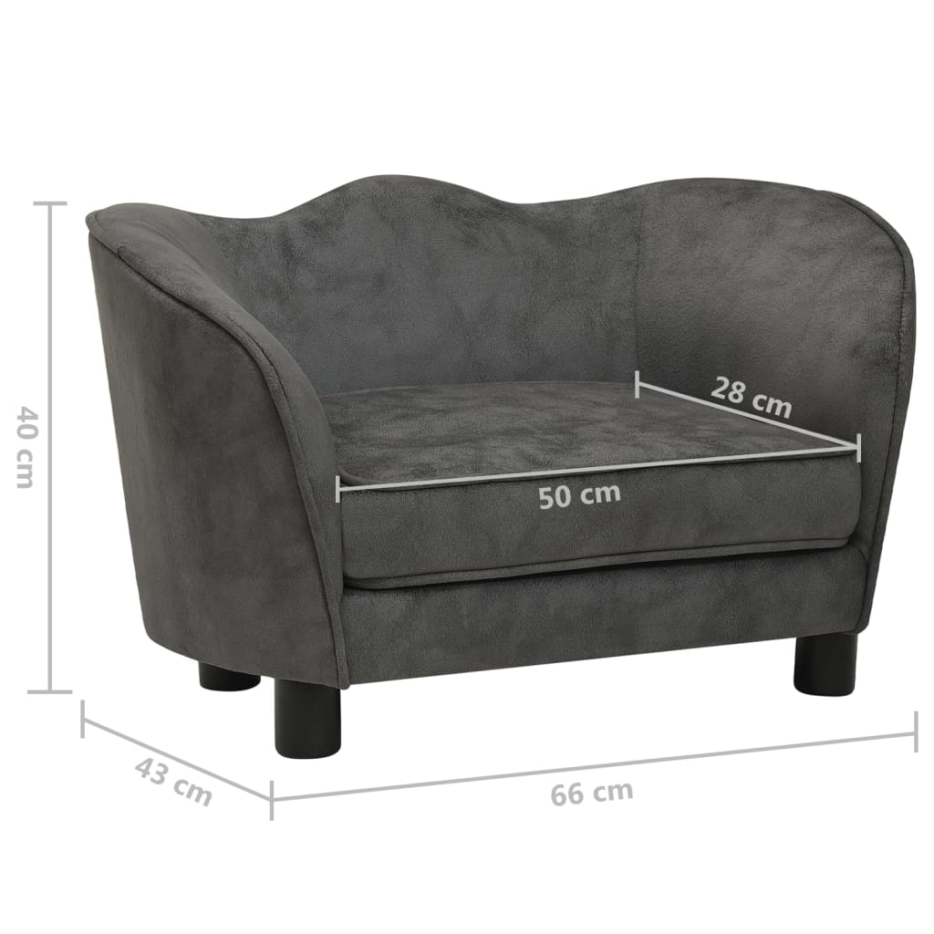 Berkfield Dog Sofa Dark Grey 66x43x40 cm Plush