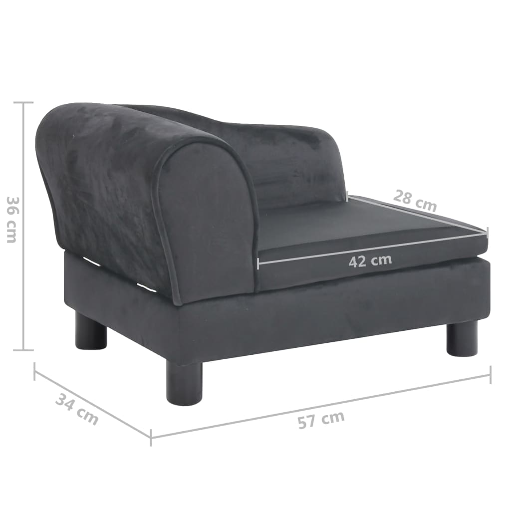 Berkfield Dog Sofa Dark Grey 57x34x36 cm Plush