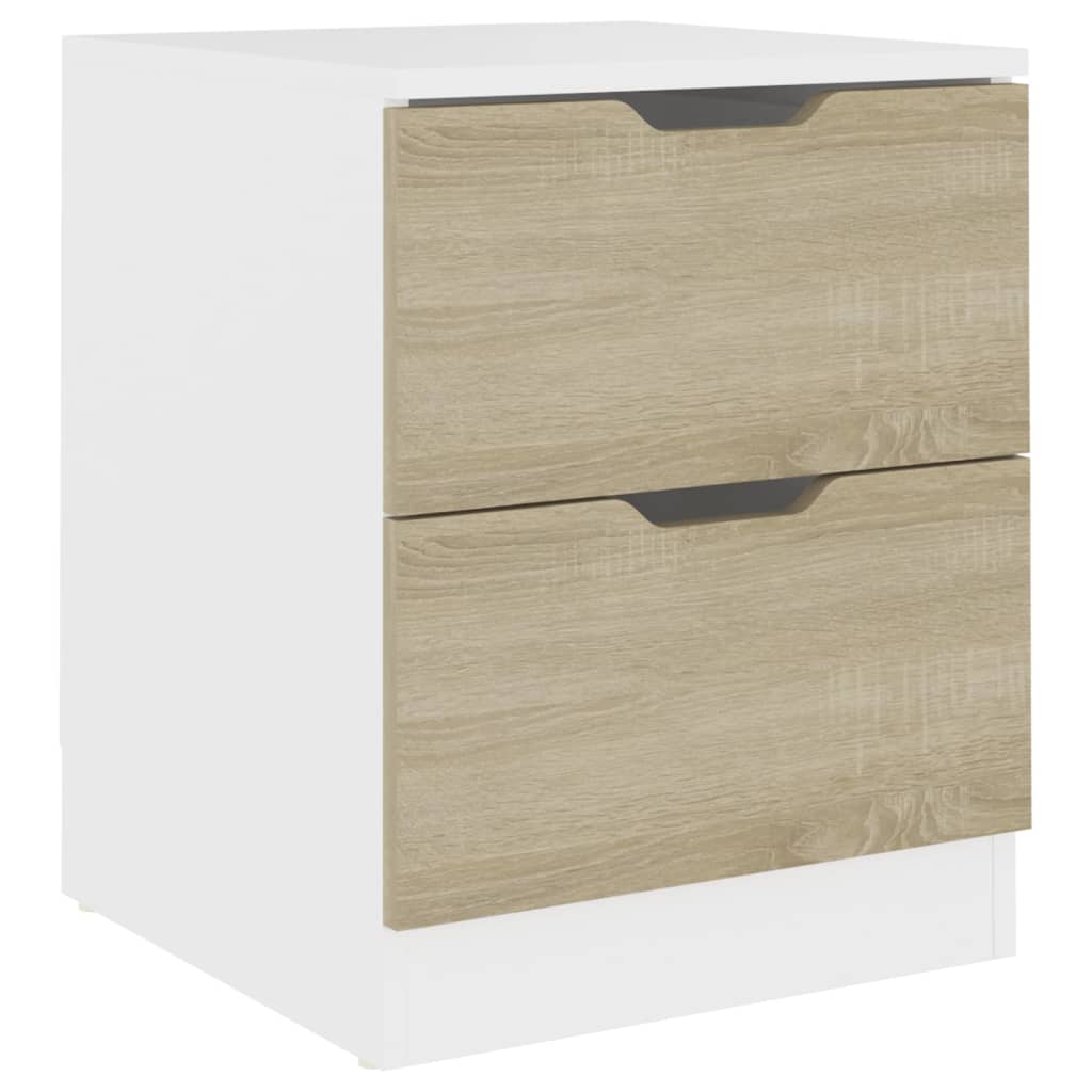 Berkfield Bedside Cabinet White & Sonoma Oak 40x40x50 cm Engineered Wood