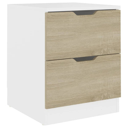 Berkfield Bedside Cabinet White & Sonoma Oak 40x40x50 cm Engineered Wood
