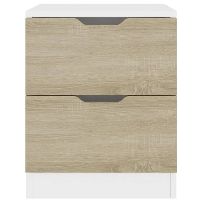 Berkfield Bedside Cabinet White & Sonoma Oak 40x40x50 cm Engineered Wood
