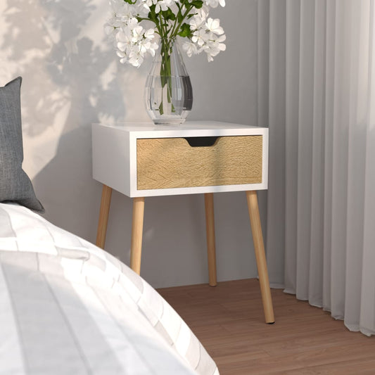 Berkfield Bedside Cabinet White & Sonoma Oak 40x40x56 cm Engineered Wood
