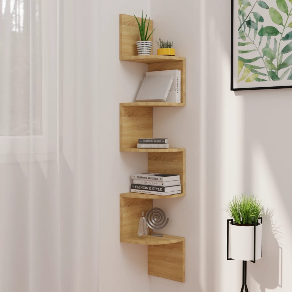 Berkfield Wall Corner Shelf Sonoma Oak 19x19x123 cm Engineered Wood